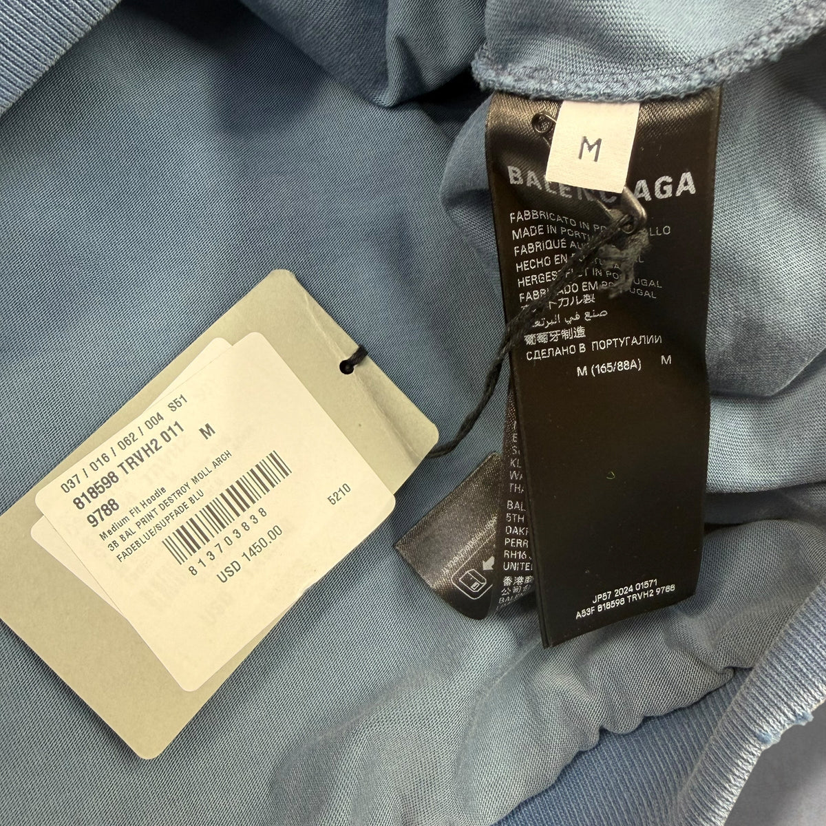 Balenciaga Washed Destruction Printed Logo Hoodie Women