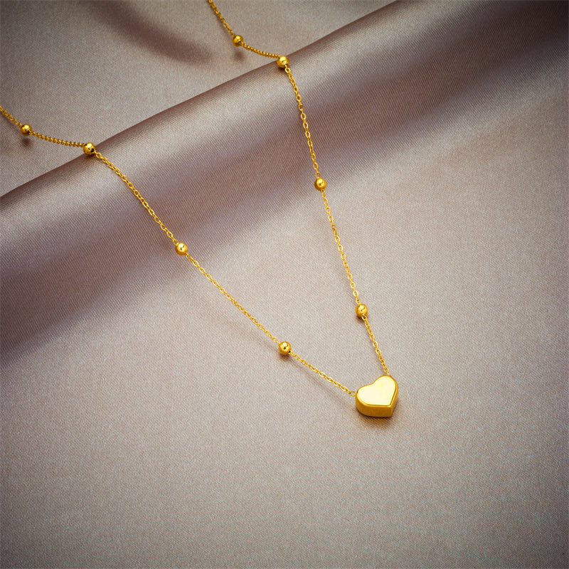 IL - Gold Stainless Steel Heart Pendant Necklace