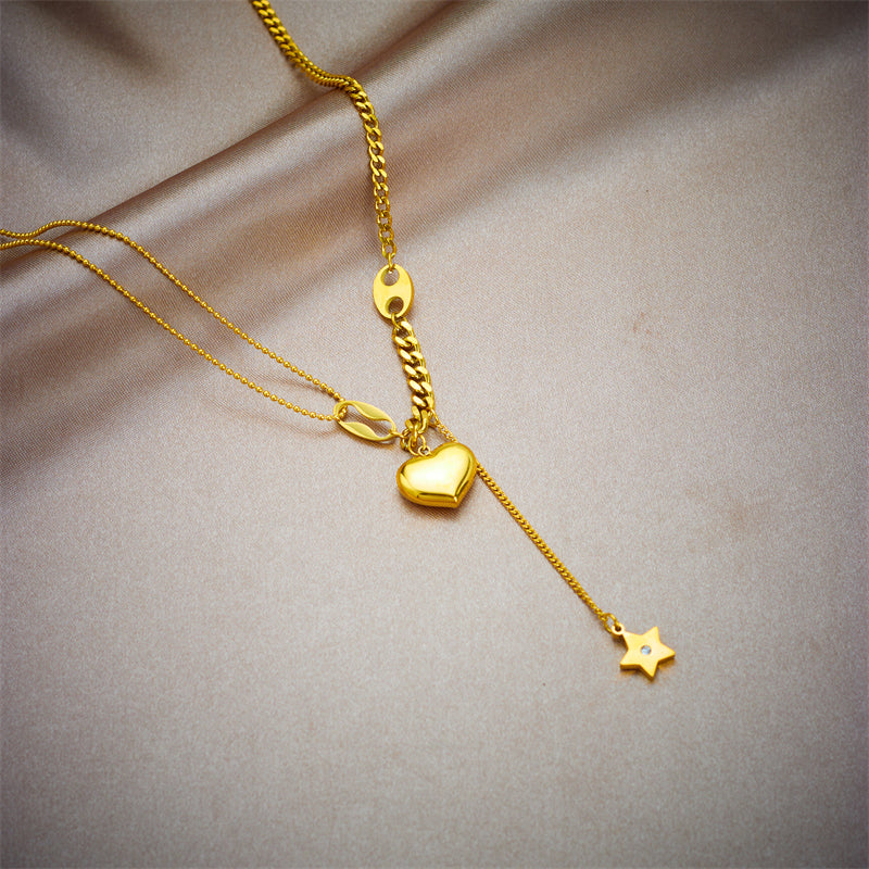 IL - Gold Stainless Steel Heart Pendant Necklace
