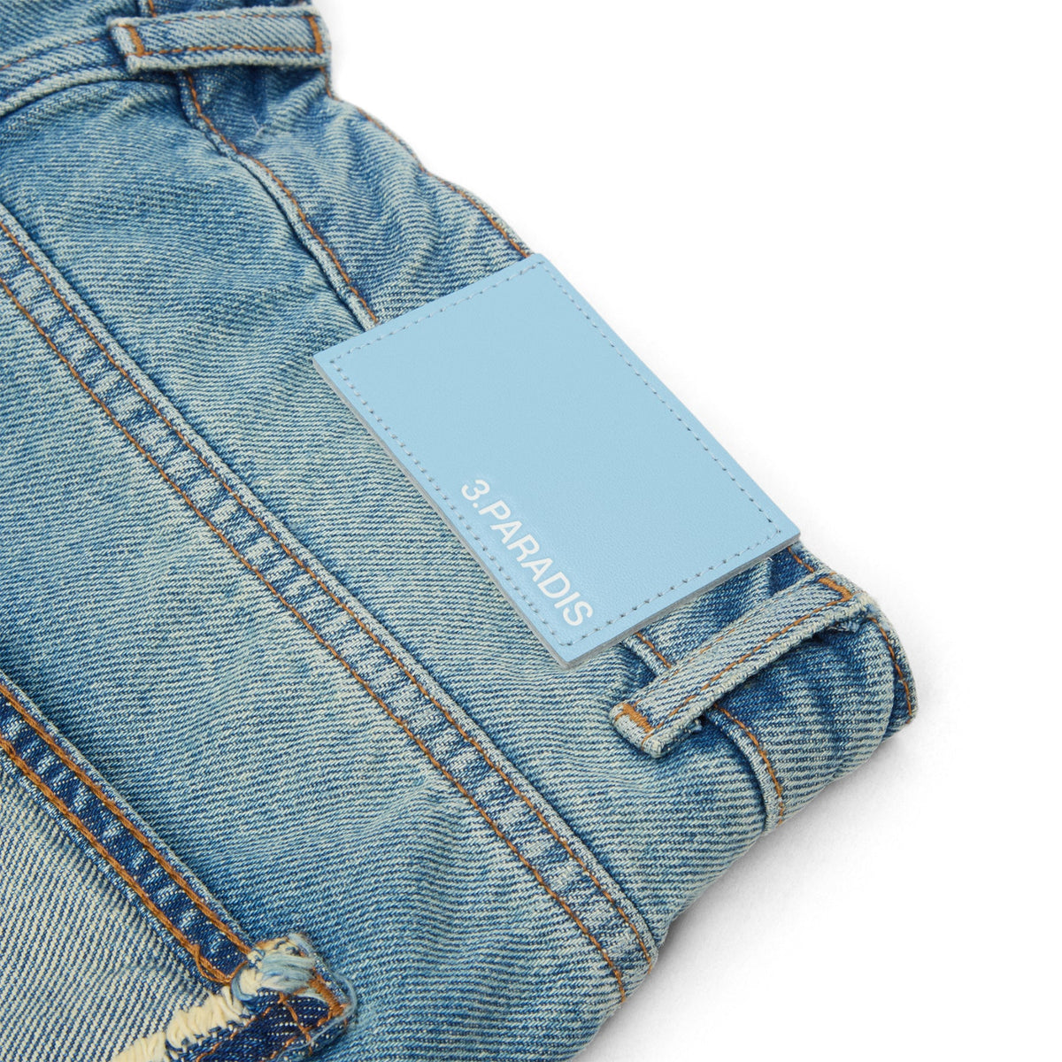 3.Paradis Wide Leg Padded Jeans (Washedblue)